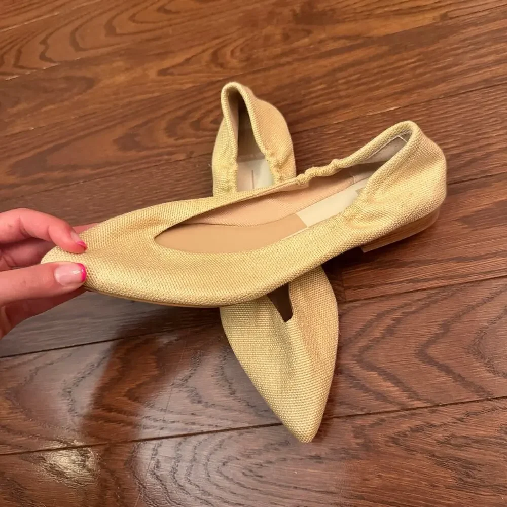 Women's Dolce Vita Tan Woven Pointed Toe Ballet Flat Shoes Size 7.5 NWOT